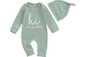 MERSARIPHY Newborn Baby Boy Girl Clothes Hi I'm New Here Coming Home From Hospital Outfits Gender Neutral One Piece Romper