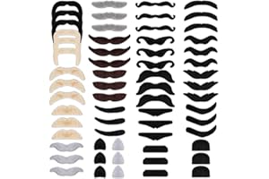TELOOCO 60Pcs Fake Mustaches 20 Styles Self Adhesive Fake Beard Vivid Novelty Mustaches for Costume Party Halloween Accessories Adult Kids