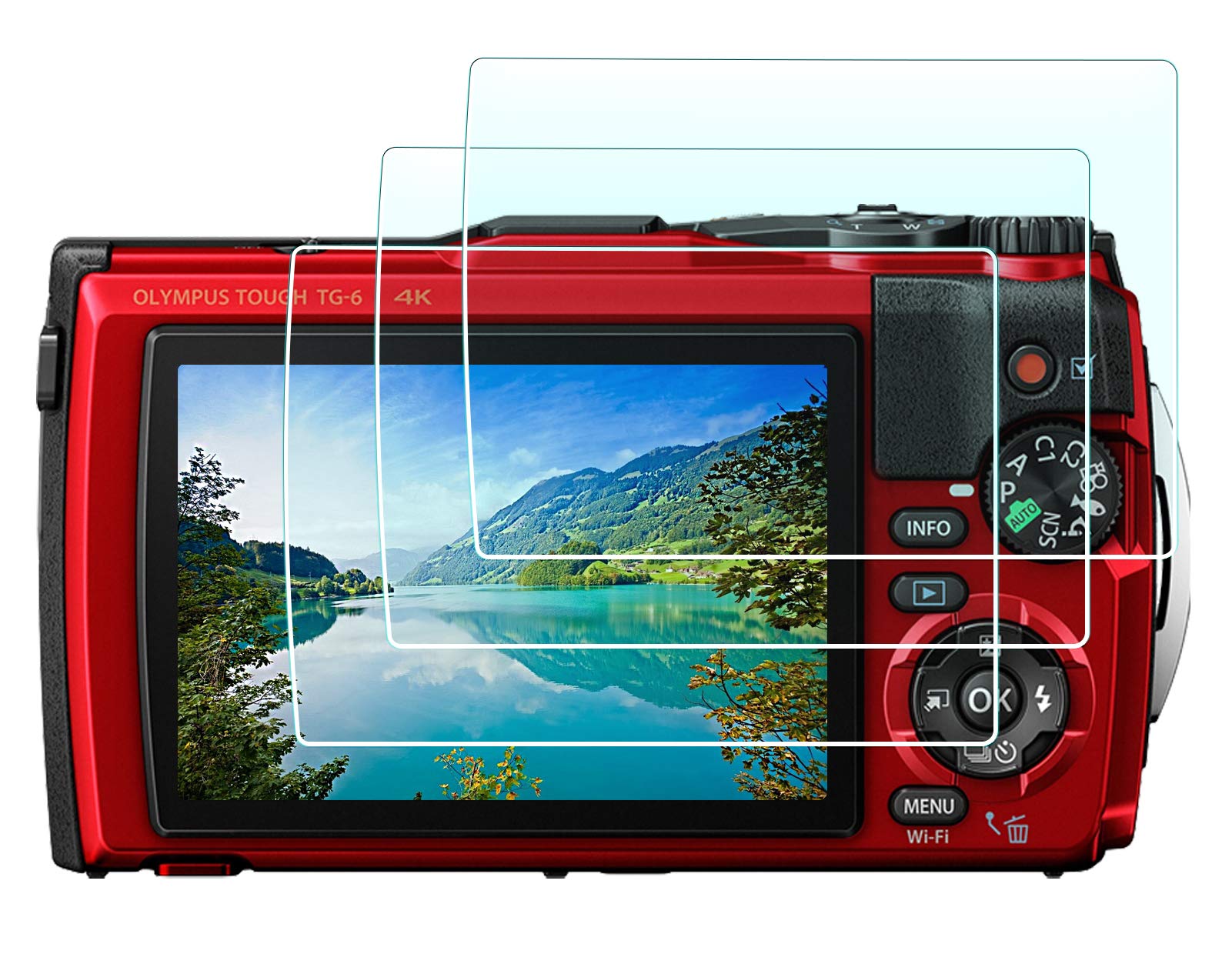 HUIPUXIANG TG7 TG6 TG5 Screen Protector for Olympus TG-7 TG-6 TG-5 Waterproof Camera LCD Tempered Glass Film 0.3mm High Definition 9H Hardness [3 Pack]
