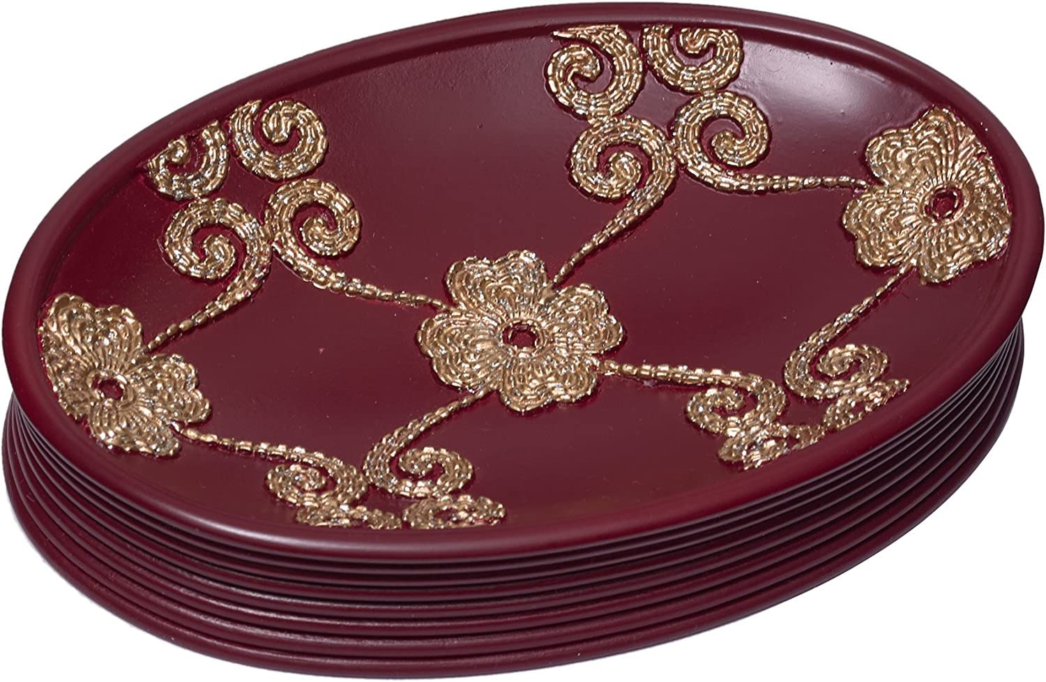 Popular Bath Soap Dish, Vlegant Rosa Collection, Burgundy/Gold