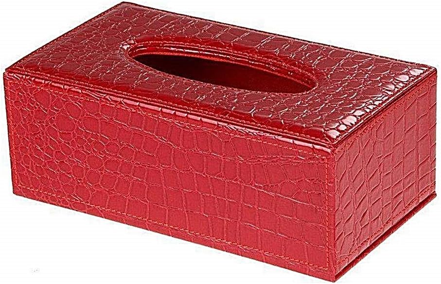 Minicartshop Leather Tissue Box Rectangle Square Pen Remote Storage Desk Organizer Paper Napkin Towel Holder Dispenser Cover Cases (Red)