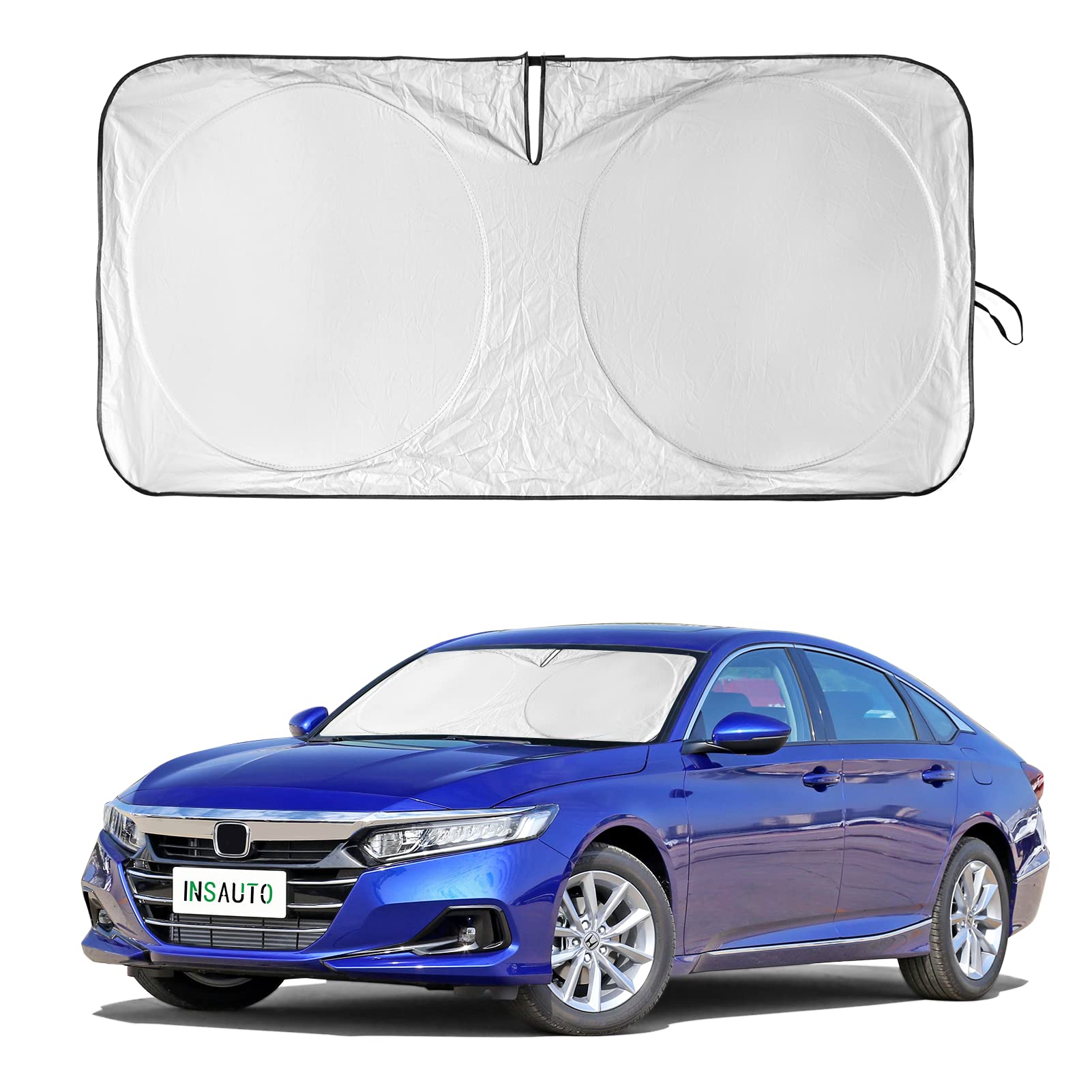 INSAUTO Windshield Sun Shade Compatible with Honda Pilot 2016-2023 Front Window Sunshades 210T Reflective Polyester Honda Element Sun Visor UV Rays Car Accessories MP(61" x33.5")