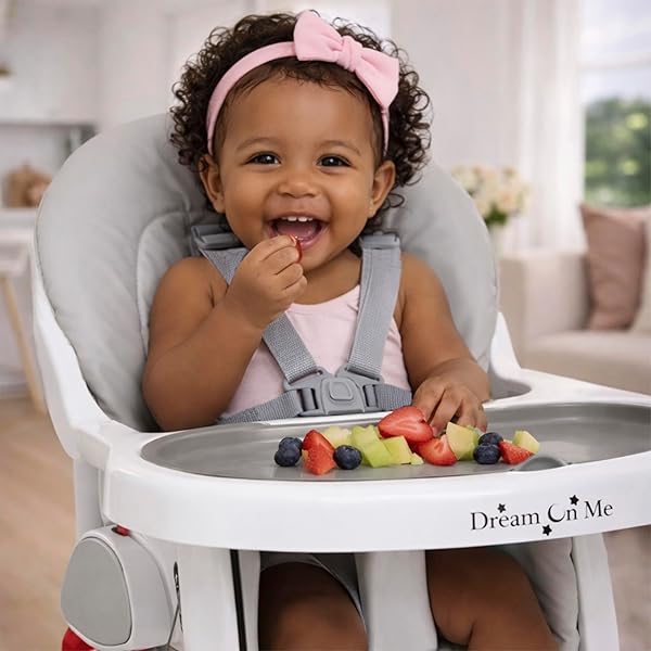 DREAM ON ME PORTABLE 2-IN-1 TABLETALK HIGH CHAIR, CONVERTIBLE COMPACT HIGH CHAIR, LIGHT WEIGHT PORTABLE HIGHCHAIR, GREY