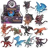 Liberty Imports 12 Pcs Dragon Toy Figures, 5" Large Realistic Hand Painted Mythical Figurines, Assorted Designs for Kids Party Favors &amp; Cake Toppers