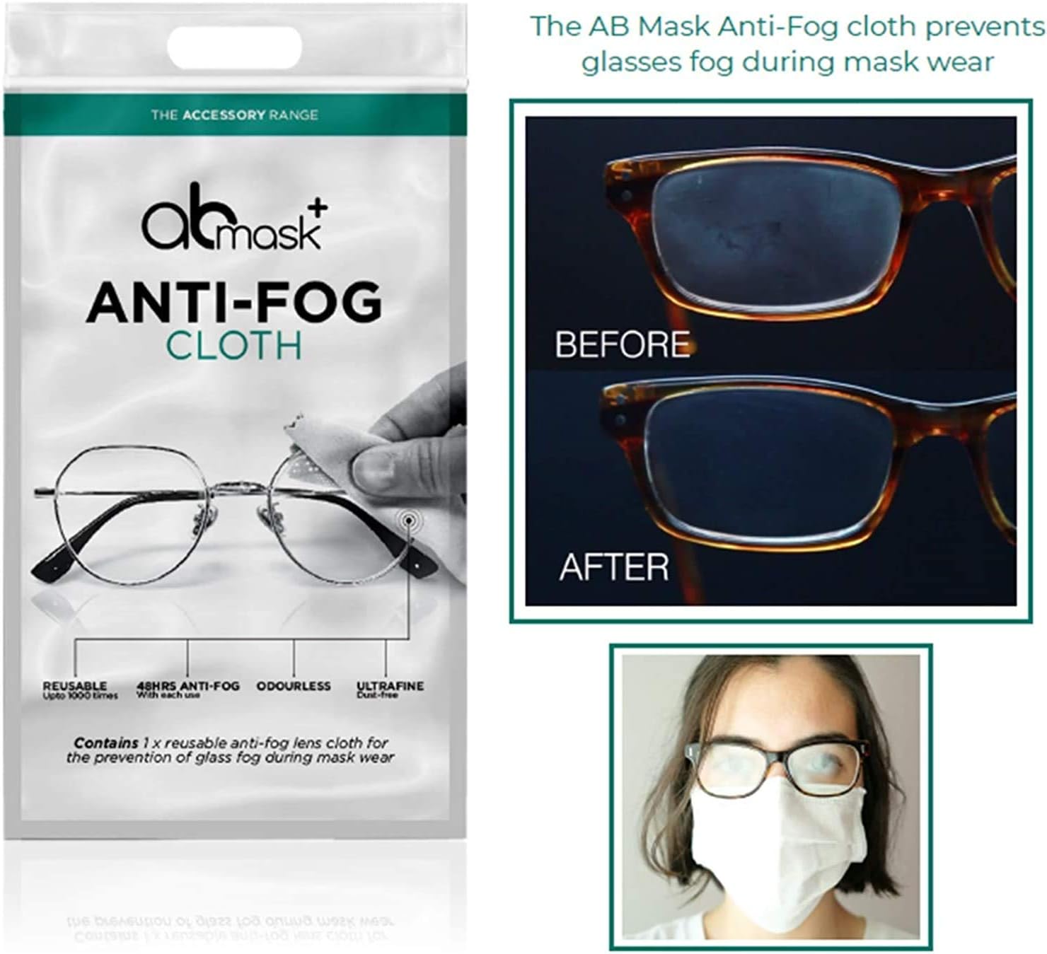 Anti-Fog Dry Cloth, Pack of 5 Demister Lens Wipe for Glasses Stay Mist Free for 48 Hours, Reusable up to 1000 Times - Image 4