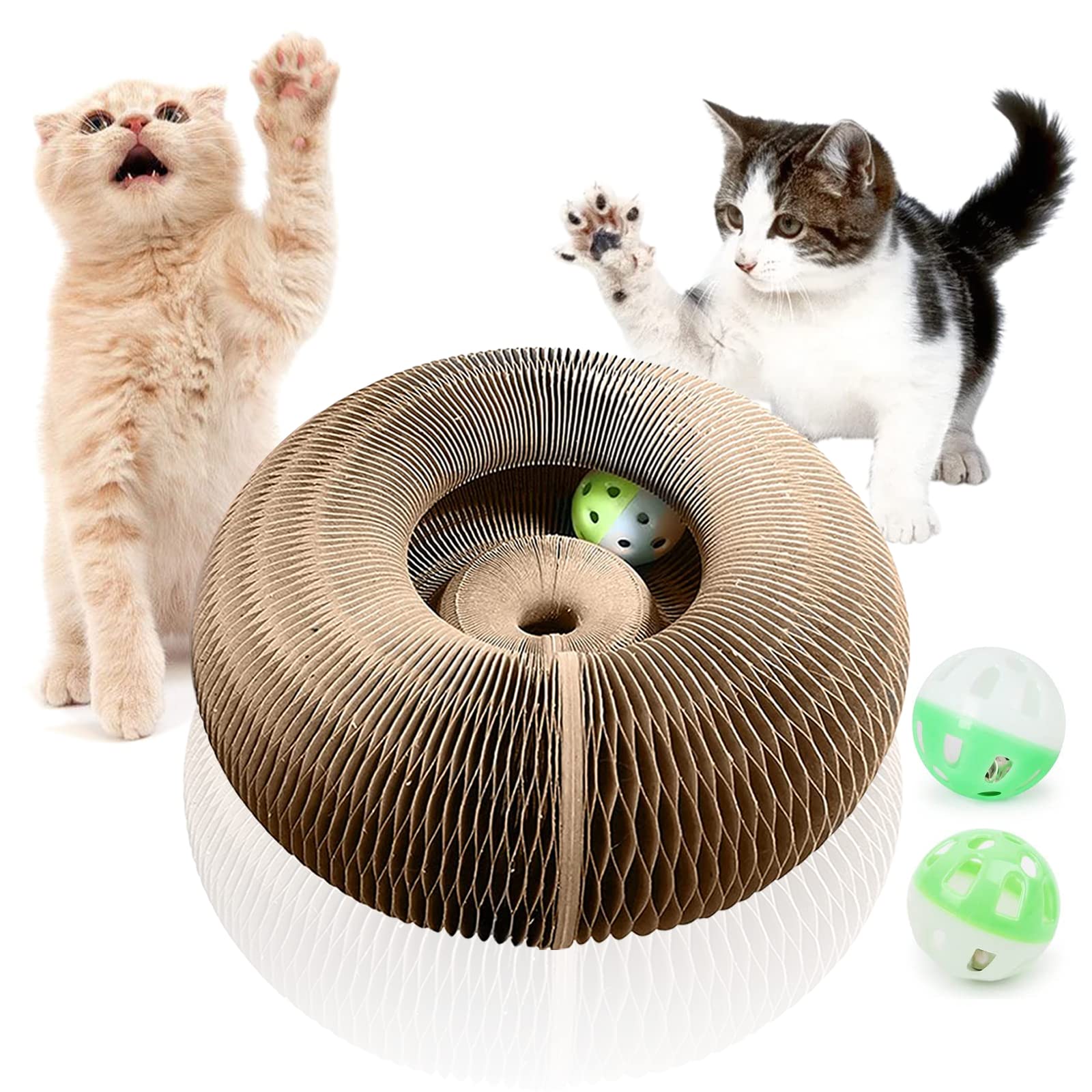 Cat Scratching Ball,Magic Organ Cat Scratching Board,Cardboard Cat Scratchers Come with Toy Bells,Laptop Scratcher Cat Toy for Pet Kittens
