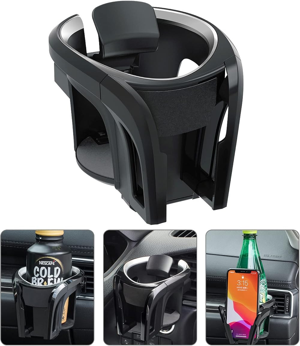Tawveml Car Cup Holder Mount 2 in 1 Phone Mount Vent/Cup Holder Silver Black