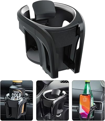 Tawveml Car Cup Holder Mount 2 in 1 Phone Mount Vent/Cup Holder Silver Black