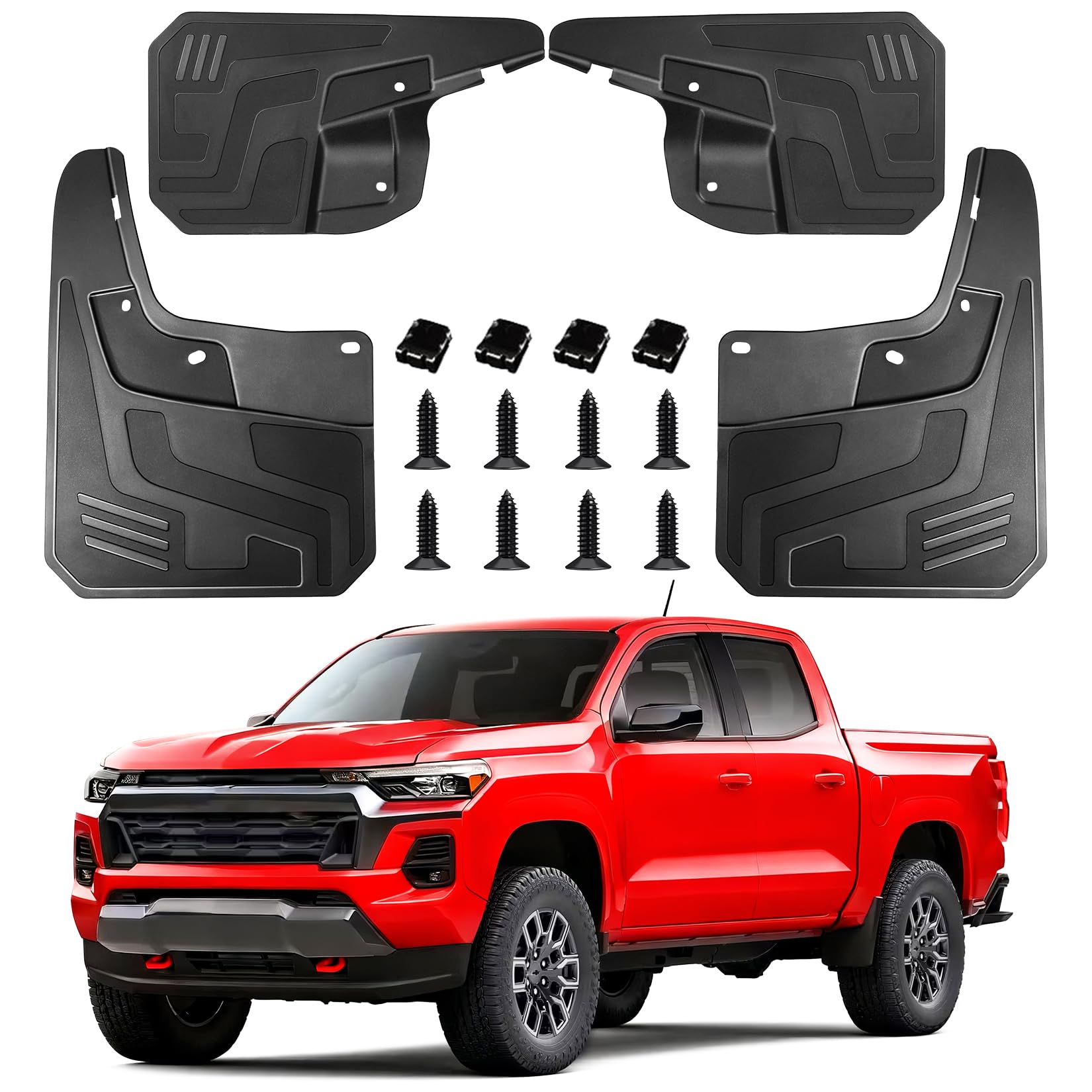 Photo 1 of ***MISSING HARDWARE***WDWLH Mud Flaps for Chevrolet Colorado 2023-2026,Heavy Duty Fender Front Rear Mudguard Fit Colorado Accessories 2023 2024 2025 2026,All Weather Splash Guards Tire Protector No-Drill 4PCS Fender Flares