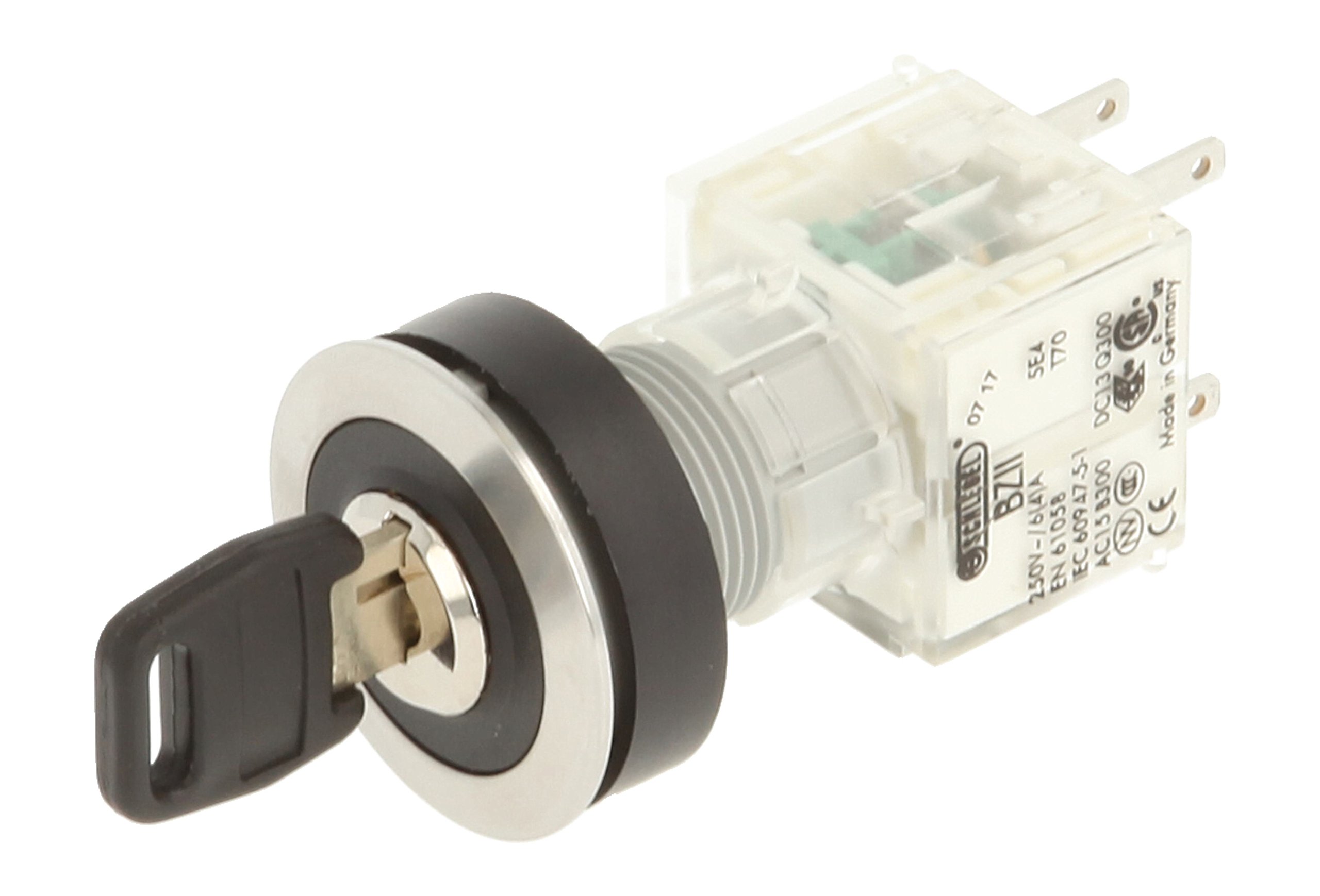 Schlegel 23.001.484 Key Switch Stainless Steel Locking, 2 Positions 12-15 o'clock, Push Contact Sensor 1 Opener/1 N/O Contact