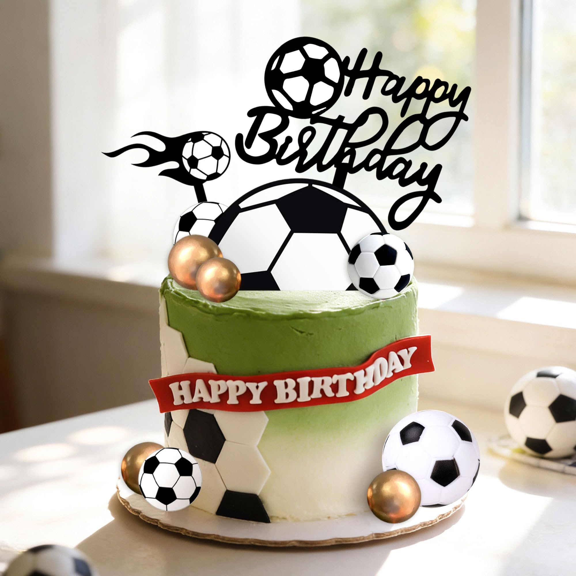 Soccer Cake Topper Soccer Ball Player Cake Decorations Football Birthday Cake Decoration for Men Soccer Sport Theme Birthday Party Supplies