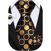 Barry.Wang Ties for Men Silk Tie Sets Polka Dot Woven Necktie Pocket Square Cufflinks Business Wedding