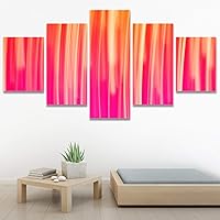SIGNWIN 5 Panel Canvas Wall Art Modern Art Abstract Closeup Geometric Lights Mixed Media Modern Multicolor for Home Decorations Ready to Hang - 60