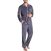 Nutria Mens Fleece Pajama Set Warm & No Bulky Notched Collar Long Sleeve Ultra Soft Sleepwear PJ Top & Bottom U20