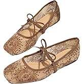 BEAUDRM Women's Polka Dots Mesh Ballet Flats Shoes Bowknot Pointed Toe Flats Closed Toe Comfortable Dress Shoes