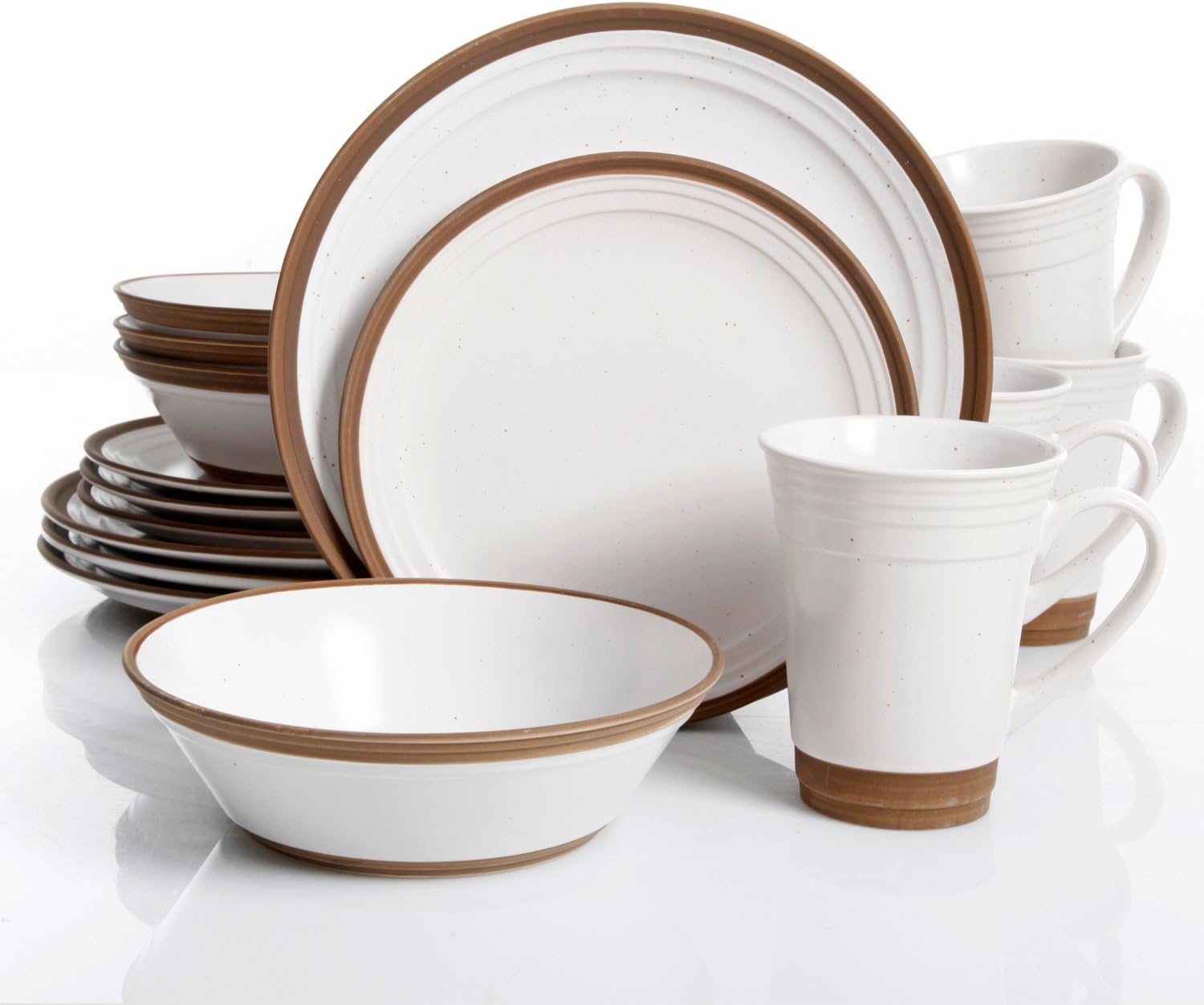 Gibson Elite Brynn 16 Piece Dinnerware Set, White - Featuring Unglazed Edges