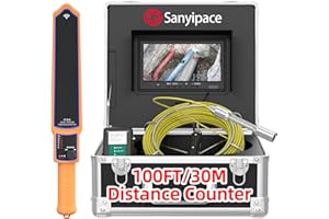 Sanyipace Sewer Camera with Locator 100FT/30M, Drain Camera with 512Hz Transmitter, Pipe Inspection Camera with Waterproof Camera Probe, Distance Counter, 9" Color Screen, DVR 16GB, Camera Guide Wheel
