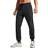 CRZ YOGA Stretch Workout Joggers for Men 29"/31" - Lightweight Water Resistant Outdoor Workout Pants with Zip Pockets
