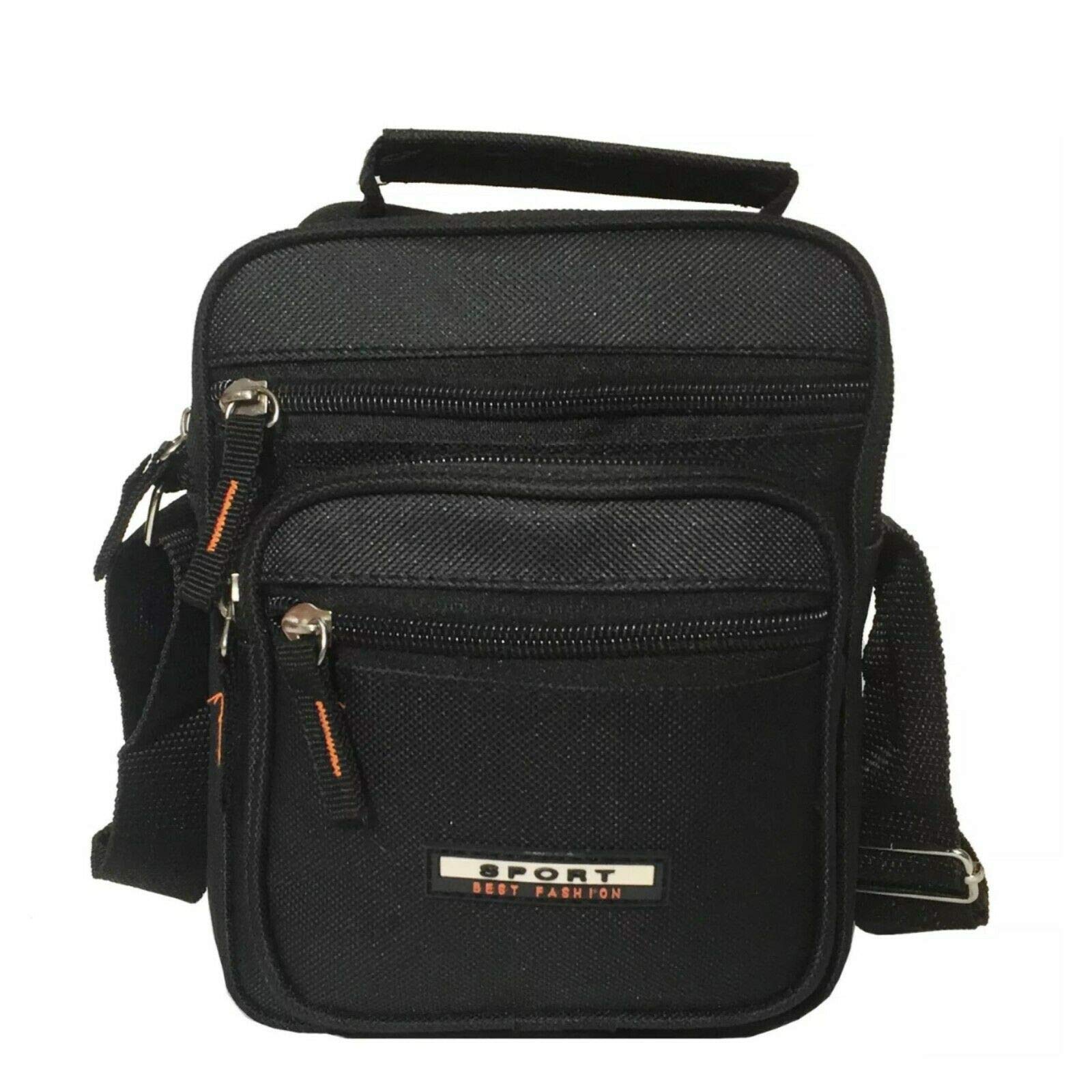 Diffusion Unisex Multi Purpose Multi Pocket Mini Shoulder Organizer Handbag Travel Holiday Utility Work Bag Handy Men's Body Bag (Black)