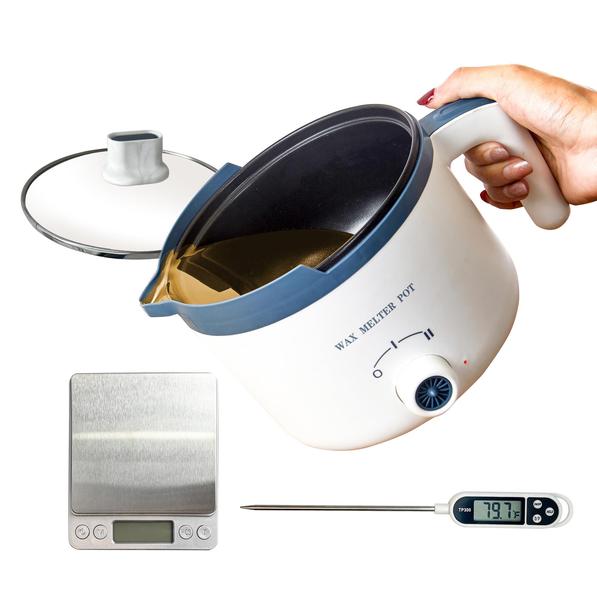 Ksedcon Electric Wax Melting Pot with Thermometer for Adult, Wax Melter for Candle Making with Scale(Not Include Battery) Make Your Own Candles