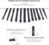 MSQ 12Pcs Eyeshadow Brush Set Premium Black Ferrule Wood Handle view 3