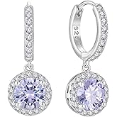 Starchenie Huggie Hoop Earrings 925 Sterling Silver Birthstones Dangel Drop Earrings Gift for Women