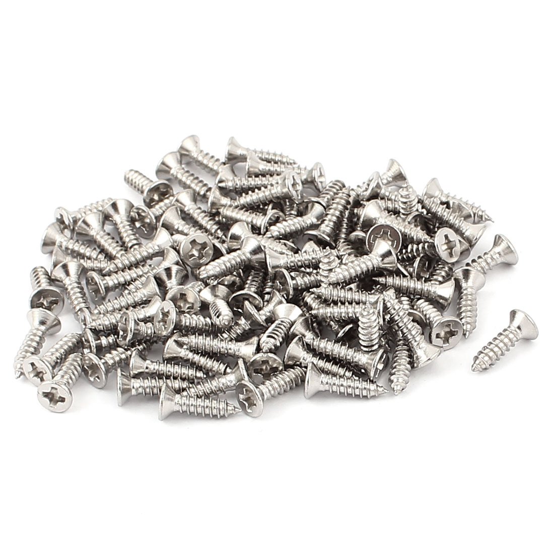 Sourcingmap Stainless Steel Flat Head Phillips Self-Tapping Screw 12mmx3mm 100Pcs
