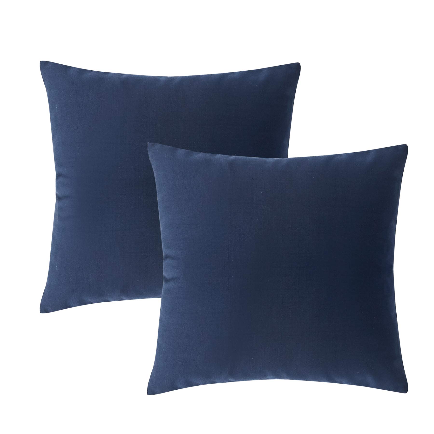 Longhui bedding Linen Blend Throw Pillow Cover, Navy Blue 18” x 18” Decorative Pillows, Set of 2, Zippered Square Sofa Couch Bed Cushion Pillowcases