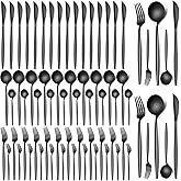 60 Pieces Black Silverware Set, Stainless Steel Flatware Set Service for 12, Tableware Cutlery Set, Utensils for Home, Restaurant, hotel, Include Knife Fork Spoon Set,Dishwasher Safe