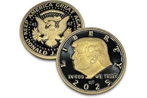 Aizics Mint Donald Trump Black & Gold Coin 2025 with Certificate of Authenticity, President Coin, Trump Coin Collectors, 24kt Gold Plated with Black Inlay, 38mm x 2mm