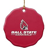 GRAPHICS & MORE Ball State Primary Logo Porcelain Scalloped Holiday Christmas Tree Ornament - 2.8" (7.1 cm)