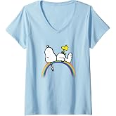 Womens Peanuts - Snoopy Rainbow V-Neck T-Shirt