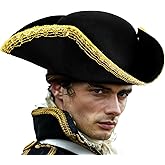 VZQI Pirate Hat Distressed Colonial Style Tricorn Hat for Adult Halloween Costume Accessory Pro