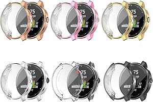 YRZPER Compatible for Garmin Vivoactive 3 Music Waterproof Protective Case Soft TPU Plated Screen Protector Cover Scratch-Proof All Around Screen Cover Bumper Shell for Garmin vivoactive 3 Music (6pack)