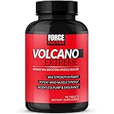Force Factor Volcano Extreme Pre Workout Nitric Oxide Booster Supplement for Men with Creatine, L-Citrulline,and Huperzine A for Better Muscle Pumps, Strength, Focus, Workout Performance, 90 Tablets