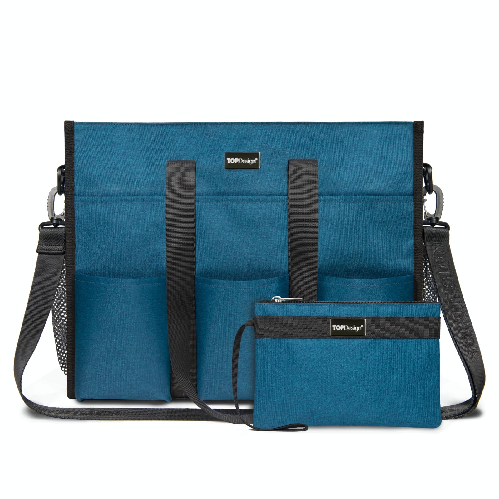 TOPDesign Utility Tote Bag Wasserabweisend – Mit 22 Taschen Innen/außen, Reißverschluss, Verstärktem Boden | Für Beruf, Reisen, Alltag
