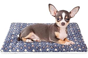 Mora Pets Dog Bed Crate Pad Ultra Soft Pet Bed with Cute Star Print Washable Crate Mat for Large Medium Small Dogs Reversible Fleece Dog Crate Kennel Mat Cat Bed Liner 21 x 12 inch Dark Blue