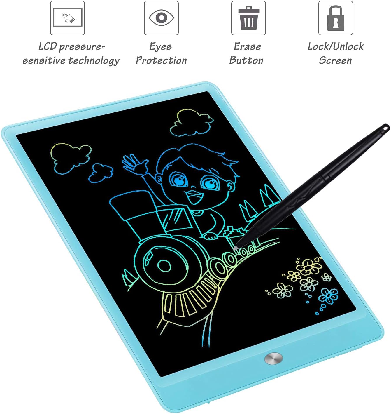 FLUESTON LCD Writing Tablet 10 Inch Drawing Pad, Colorful Screen Doodle Board for Kids, Traveling Gift Toys for 2 3 4 5 6 Year Old Boys and Girls: Computers & Accessories