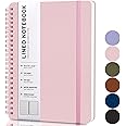 ABERLLS Pink Lined Spiral Journal Notebook with 160 Pages, 8×5.7in, A5 Spiral Notebook, Journaling Notebooks for Work, School, Women, Men, College Ruled Spiral Notebook, Hardcover Leather Journals