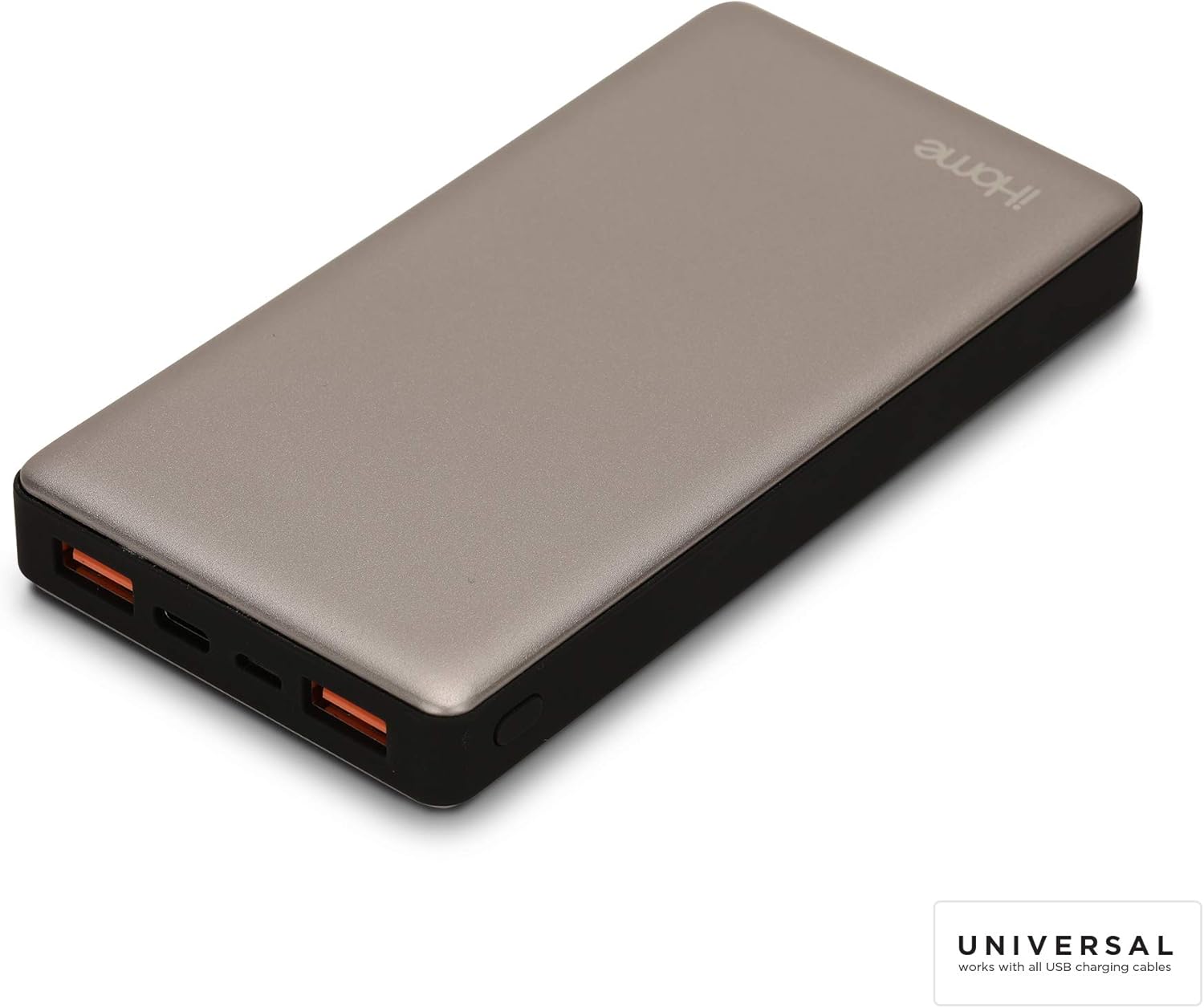 iHome Ultra Boost 10000mAh Power Delivery (PD) Portable Battery with 3 USB Ports, Fast Charge USB-C Power Delivery Power Bank (18W) for iPhone, iPad & Tablets, Android, Silver