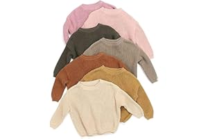 WOSHILAOCAI Toddler Baby Girls Loose Long Sleeve Knit Sweaters Warm Pullover Top Fall Winter Clothes Outfits