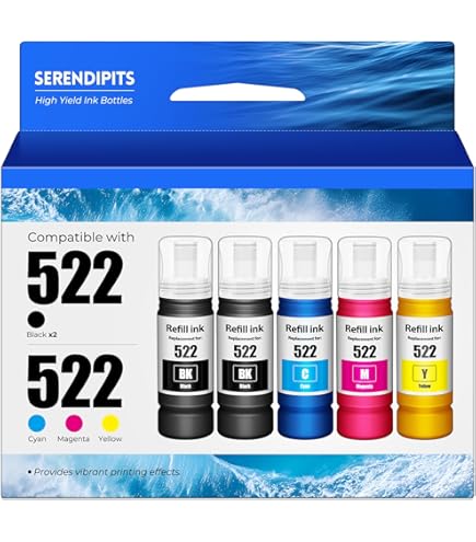 Epson 522 Black Ink 522 Ink Refill Bottles ET-2800 ET-2400 ET-4800 ET-2803 ET 2800 Epson Et 2800 Ink Refill