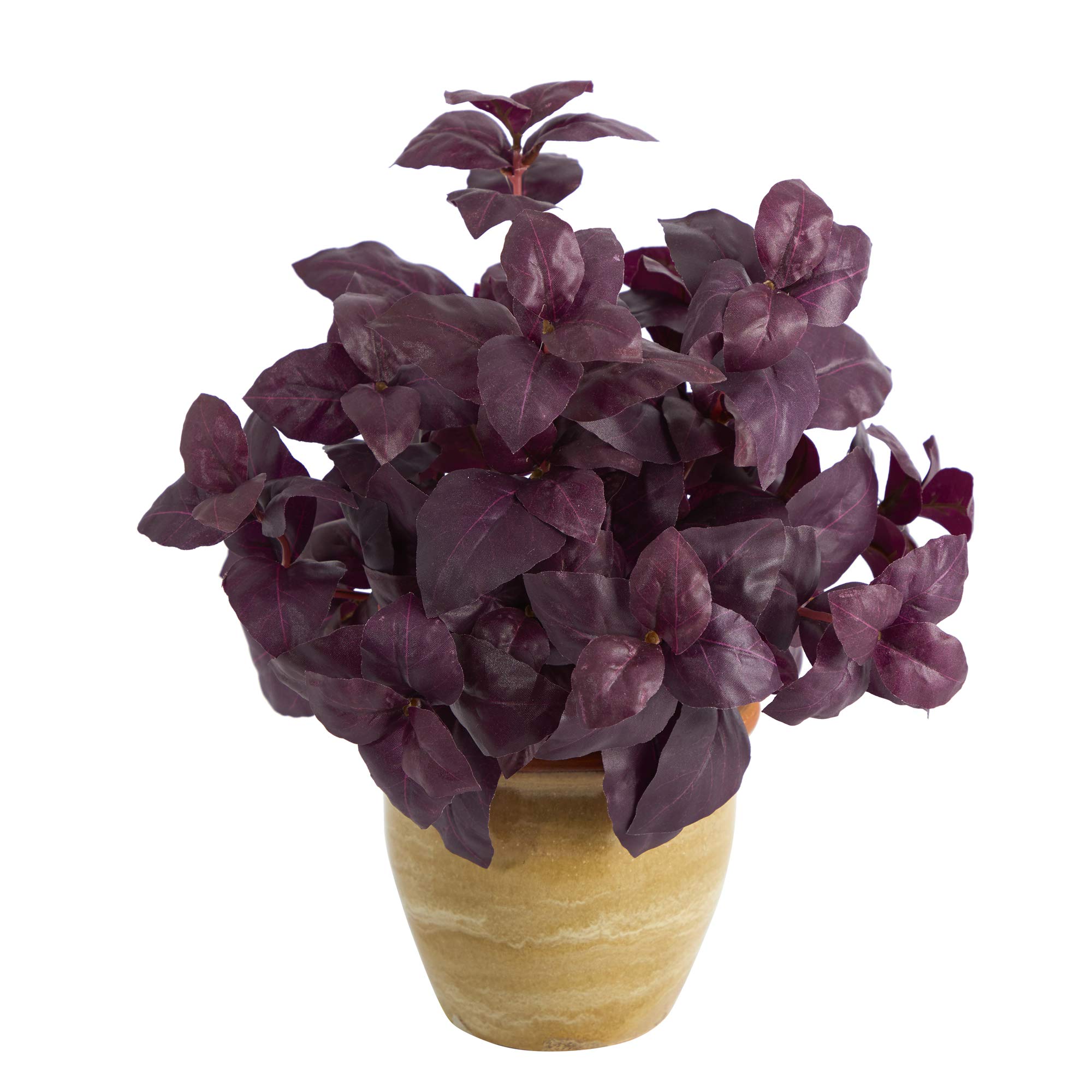 Photo 1 of Nearly Natural Mini 12in. Basil Artificial Plant in Ceramic Planter