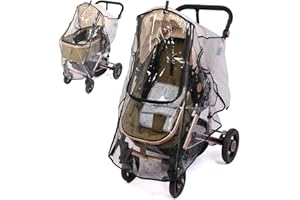 UQBEUQ Stroller Rain Cover, Universal Rain Cover for Stroller with Waterproof Zipper, Clear Travel Weather Shield for Baby 4 Season Protection, Rainy Wind Snow Dust (XL, U-Shape Zipper)