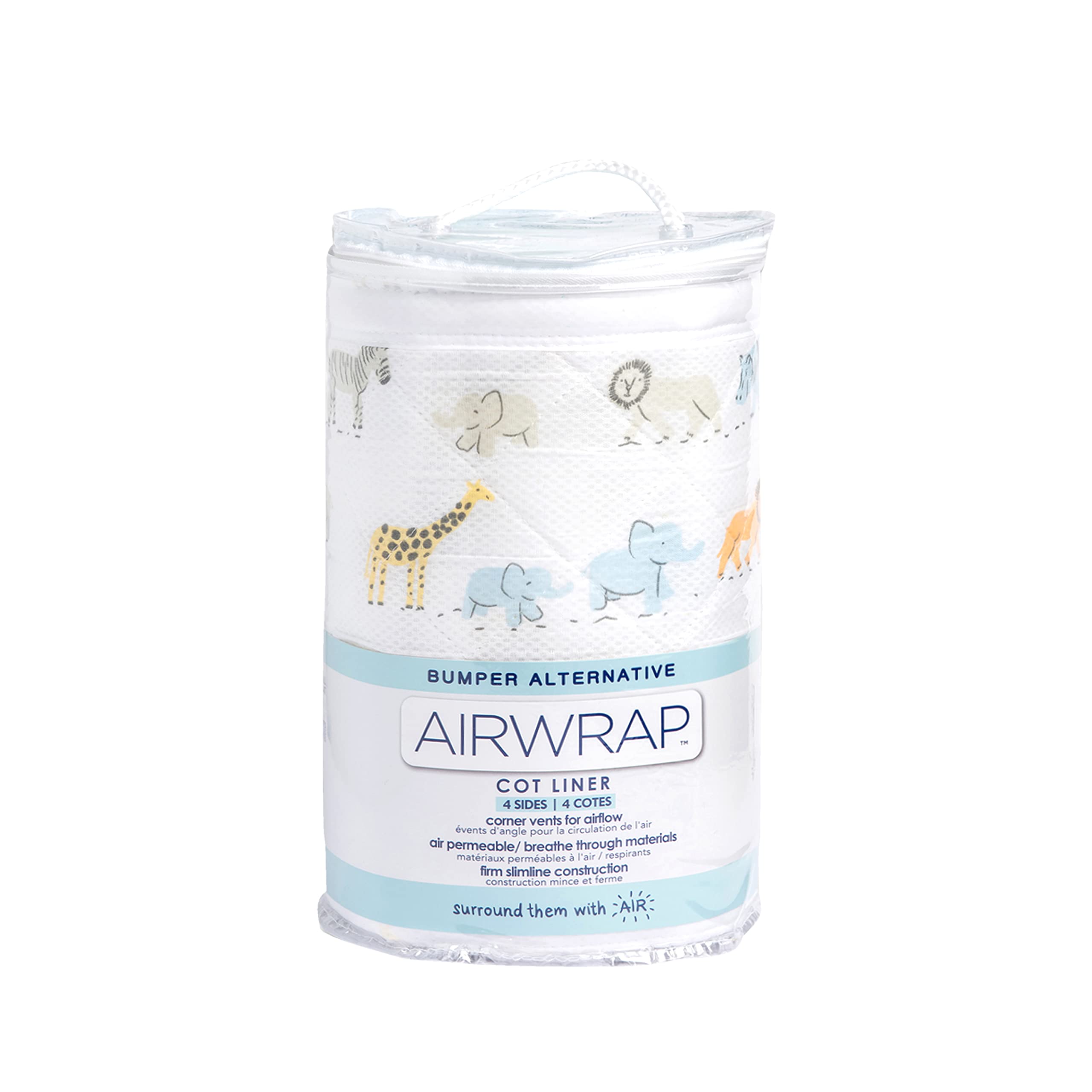 Airwrap 4 Sided Breathable Muslin Cot Liner - Safari March — image 1