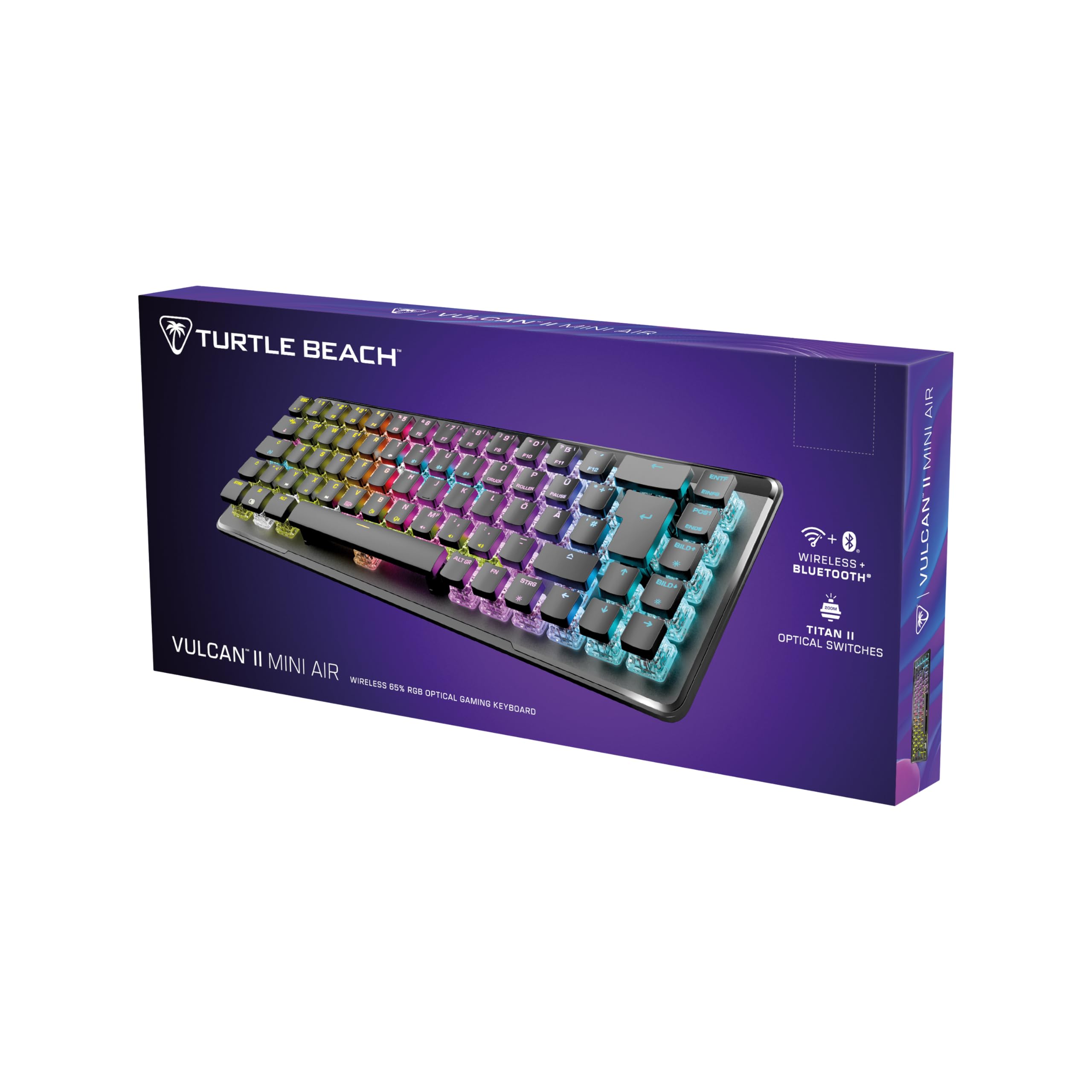 Turtle Beach Vulcan II Mini Air – Optisch-mechanische kabellose Gaming-Tastatur (65%), anpassbare RGB-Beleuchtung, abnehmbares Kabel, Smart Keys, Aluminiumplatte – Schwarz 6