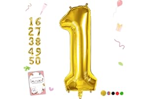 Smlpuame 40 inch Number Balloon 0-9 Gold Large Number 1 Balloons,Digital Balloons for Birthday Party Celebration Decorations Supplies, Helium Foil Number Balloons for Wedding Anniversary