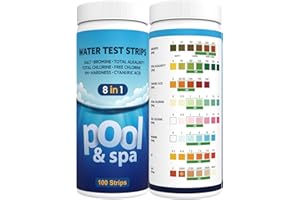 AKSBTEC Salt Water Pool Testing Kit, 8IN1 Pool Salt Test Strips for Salt Water, Salt Pool Test Strips for Hot Tub Spa Salt Water Pool Testing Strips Testing Salt Chlorine pH Cyanuric Acid and More