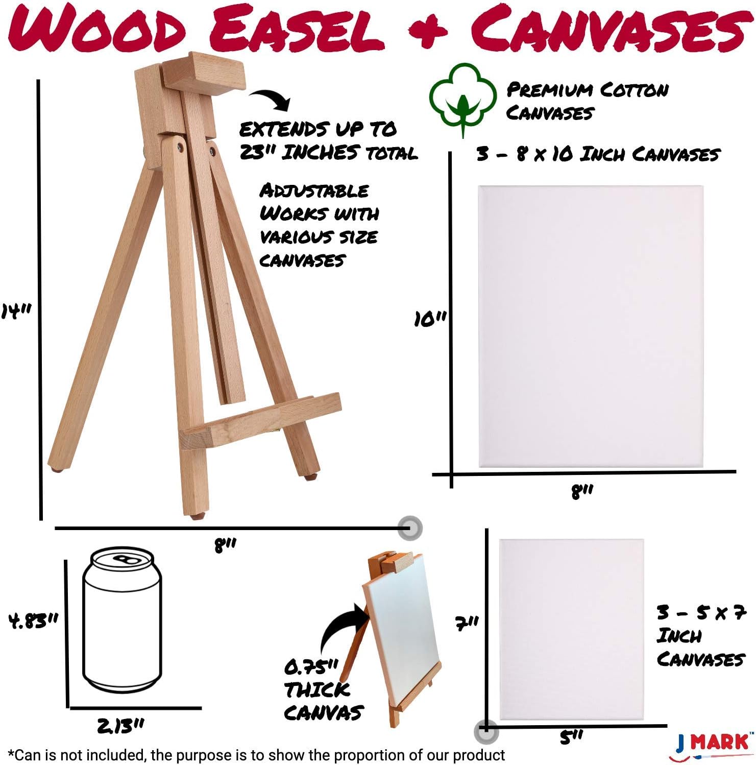 48pc Deluxe Painting Kits for Adults - Includes Adjustable Wood Easels, 10 Brushes Set, 24 Acrylic Paints, Wooden and Plastic Palettes, 2 Painting Knives, 3 Sponges, Canvases, Color Mixing Wheel