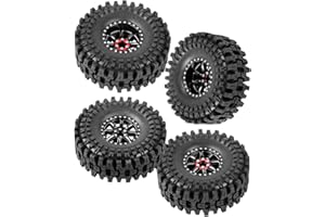 RCMYou RC 1.9 Tires & 1.9 Beadlock Wheels Adjustable 4 Offsets Rims for 1/10 TRX4 TRX6 SCX10 D90 Gen8 VS4-10 MST CFX RC Crawler Car,1.9 Beadlock Wheels Adjustable 4 Negative Offsets Rims,Black